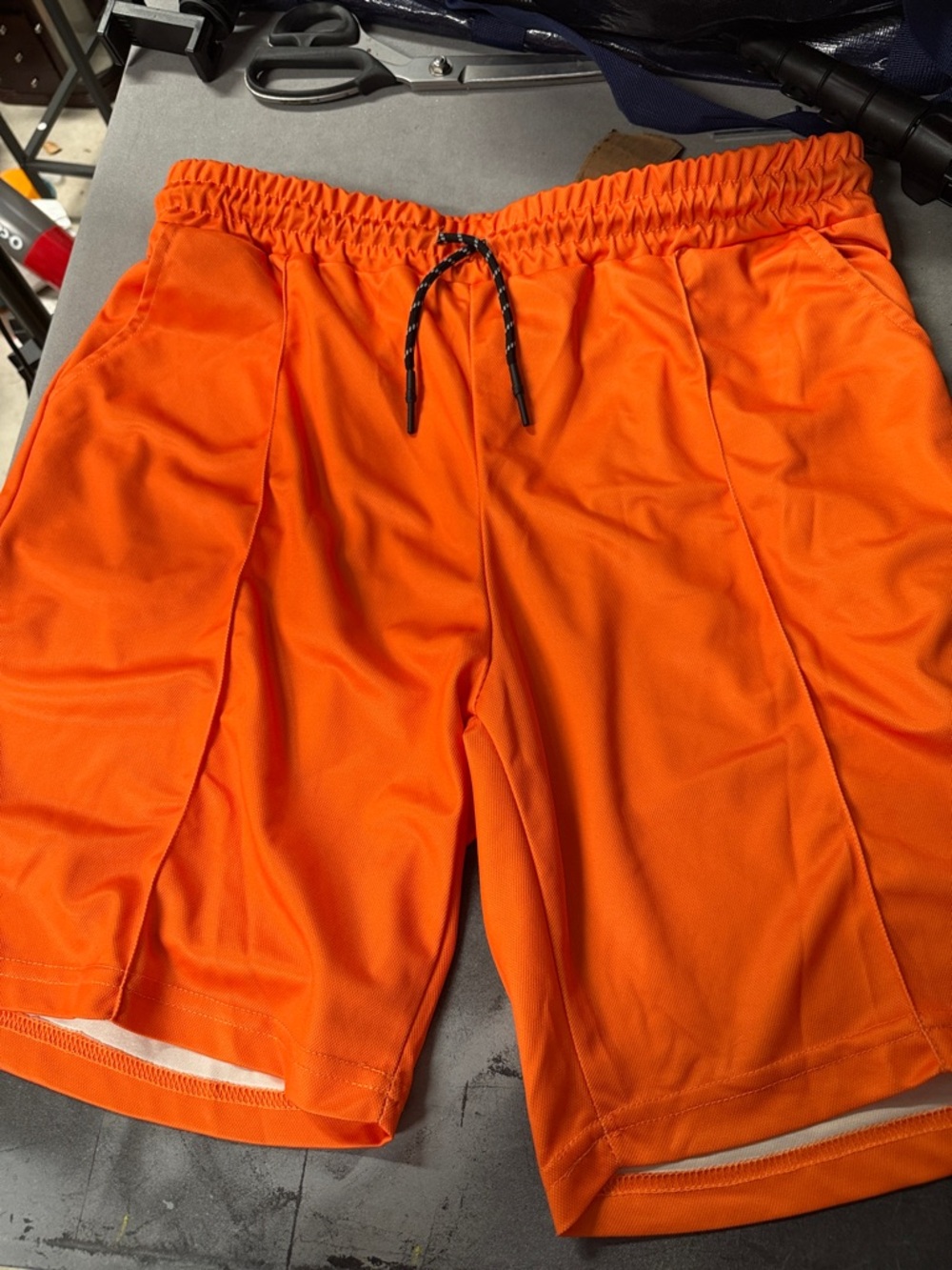 Men's Athletic Orange Performance Shorts with Drawstring